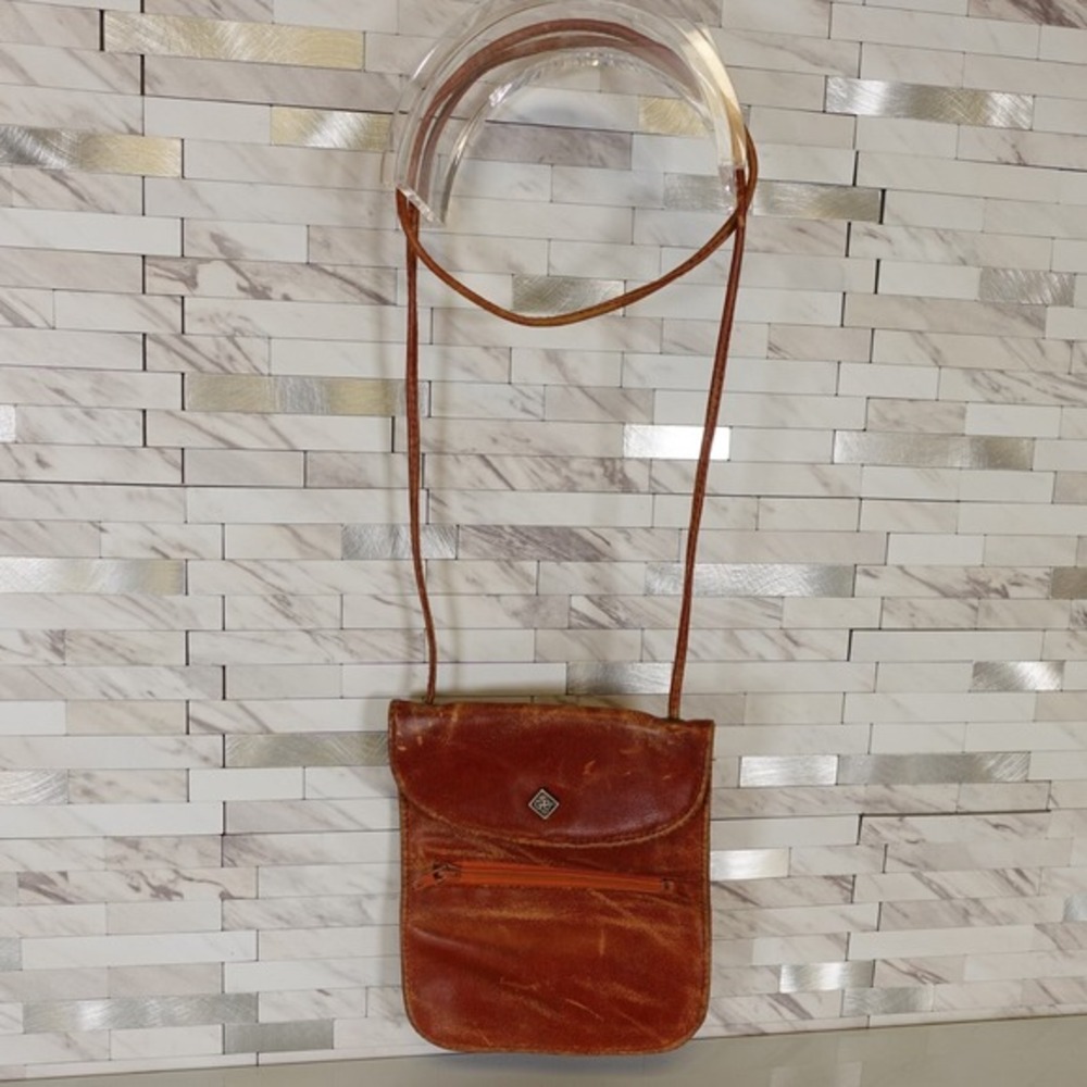 Vintage Western Boho Leather Crossbody Bag GIANI BERNINI Brown Festival FRANCE